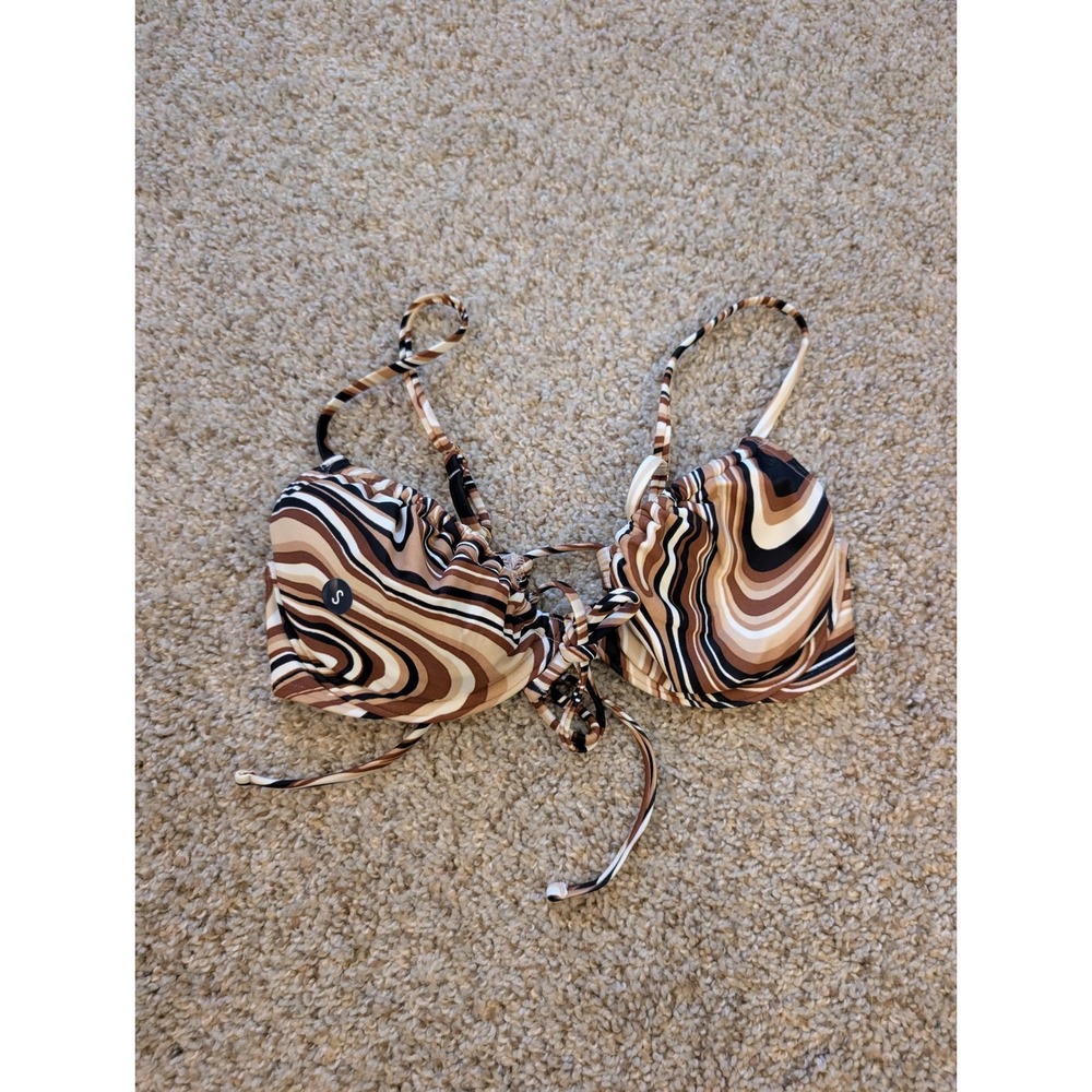 Hollister Brown Psychedelic Swirl Underwire Bikini Top Small 32C 34B 36A 30D